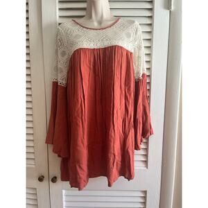 Gorgeous and feminine Umgee USA lace bodice‎ tunic/dress M Perfect fall color